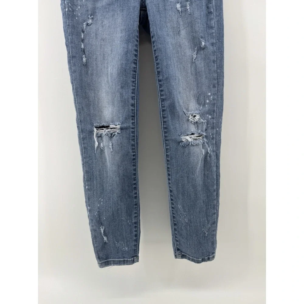 Judy Blue Relaxed Fit Distressed‎ Light Wash Jeans Paint Splatter JB8273MD  7/28